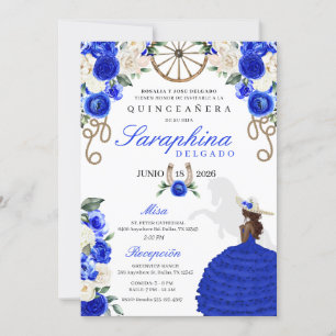 Invitation Royal Blue Western Sombrero Mariachi Quinceañera
