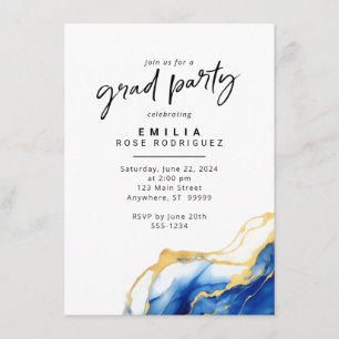 Invitation Royal Blue Yellow Gold Party