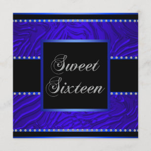 Invitation Royal Blue Zebra Blue Sweet 16 fête d'anniversaire