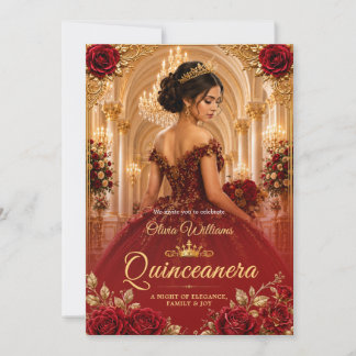 Invitation Royal Burgundy Quinceanera Sweet 15 Anniversaire