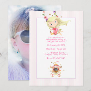 Invitation Royal Carriage Princess Photo Anniversaire