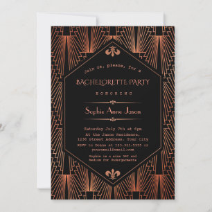 Invitation Royal Copper Black Great Gatsby Bachelorette