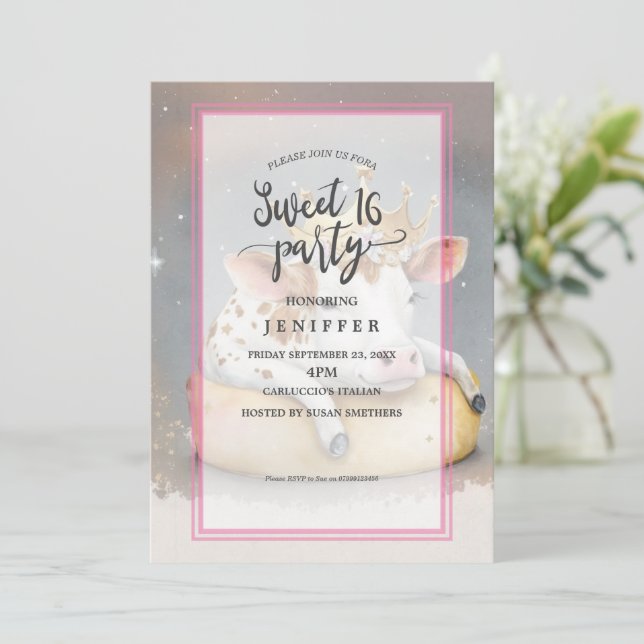 Invitation Royal Cow Dreaming on Cheese Throne                (Debout devant)