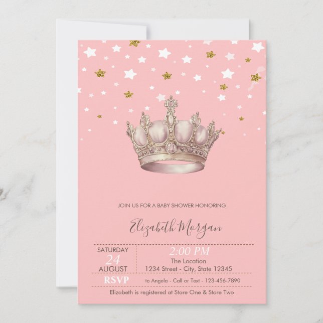 Invitation Royal Crown Stars Baby Shower (Devant)