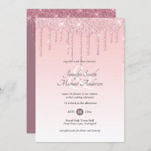 Invitation Royal Elegance ROSE ROSE OR Parties scintillant Ma