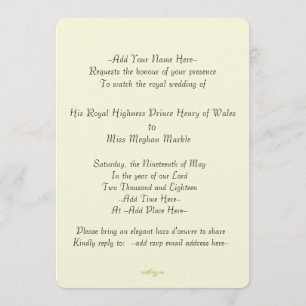 Invitation royal élégant de mariage de Harry