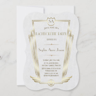 Invitation Royal Gold Art Déco Monogram Bachelorette Party