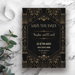 Invitation Royal Gold Black Great Gatsby années 1920 Enregist