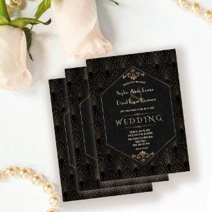 Invitation Royal Gold Black Great Gatsby Art Déco Mariage