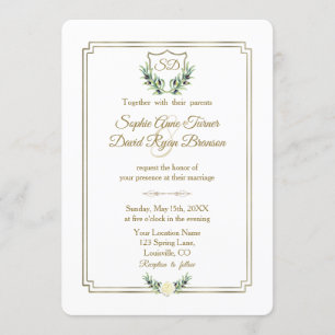 Invitation Royal Gold Crest Mariage de verdure luxuriante