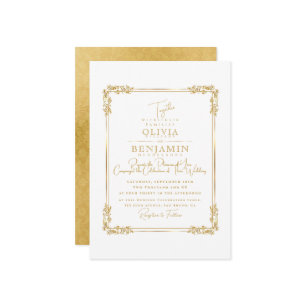 Invitation Royal Gold Frame florales & Golden Dark Mariage en