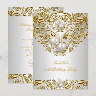 Invitation Royal Gold sur perle blanche Fête d'anniversaire é