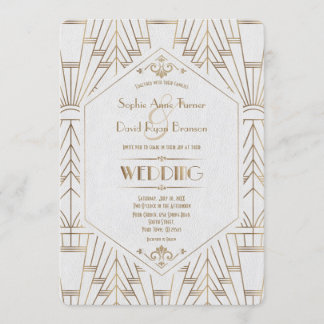 Invitation Royal Gold White Great Gatsby 1920 Mariage