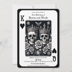 Invitation Royal King & Queen of Hearts Skuls & Roses