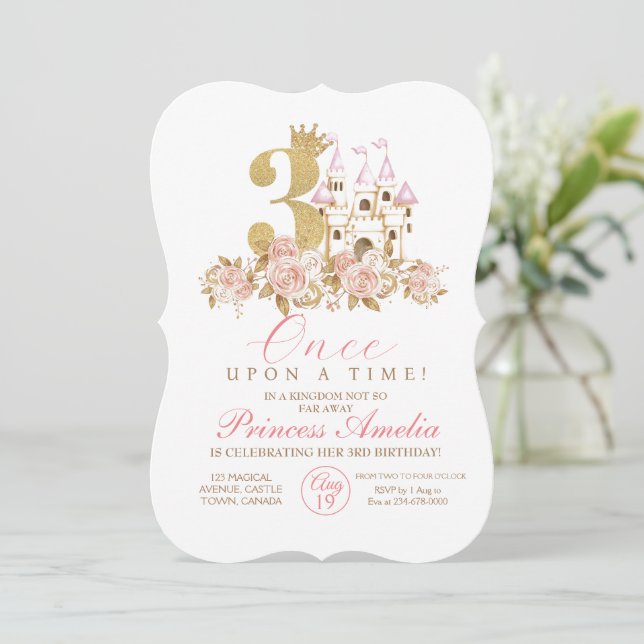 Invitation Royal Little Princess 3e anniversaire (Debout devant)