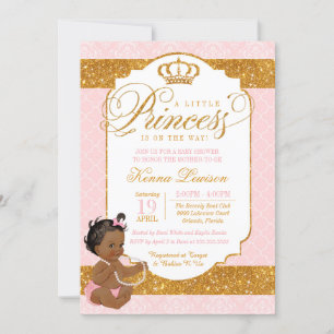 Invitation Royal Little Princess Baby shower rose et or