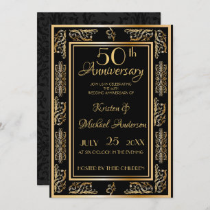Invitation Royal Luxe Classic or noir 50e anniversaire