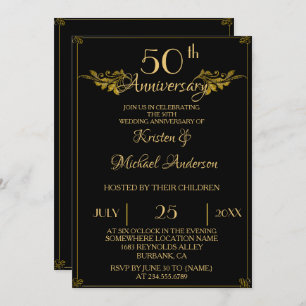 Invitation Royal Luxury Classic or noir 50e anniversaire