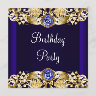 Invitation Royal Navy Blue Gold Womans fête d'anniversaire