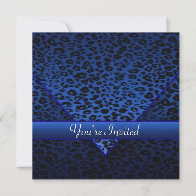 Invitation Royal Navy Blue Leopard Party (Devant)