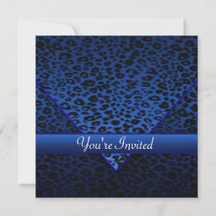 Invitation Royal Navy Blue Leopard Party