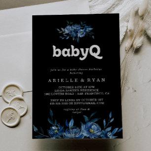 Invitation Royal Navy Fleurs BébéQ Baby Shower Barbecue