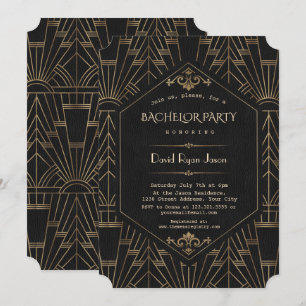 Invitation Royal Or Noir Gatsby 1920s Enterrement de Vie de G