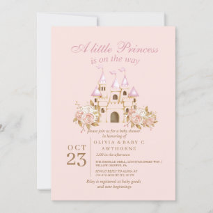 Invitation Royal Pink Gold Castle Princess Baby shower