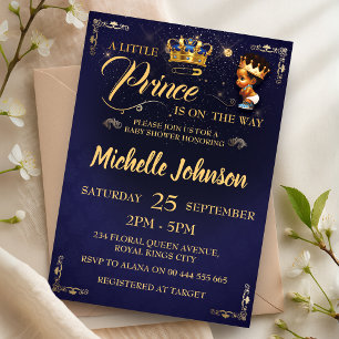 Invitation Royal Prince Baby shower African American Boy