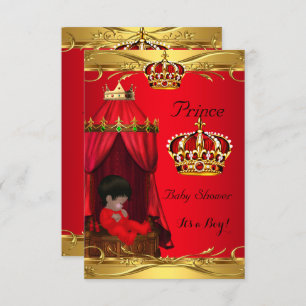 Invitation Royal Prince Baby shower Boy Regal Red Crown