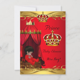 Invitation Royal Prince Baby shower Boy Regal Red Crown