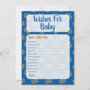 Invitation Royal Prince Souhaite Baby shower Game Blue