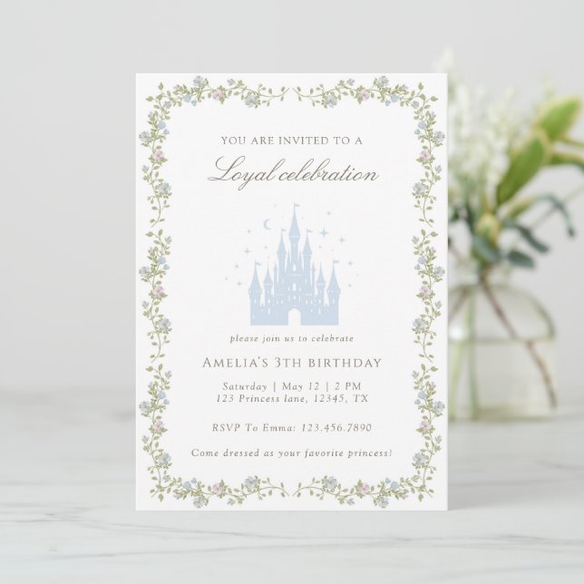 Invitation Royal Princess Castle Birthday Party Fairytale  (Debout devant)
