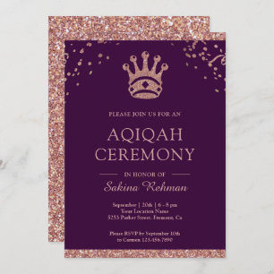 Invitation Royal Princess Rose Gold Parties scintillant Aqeeq