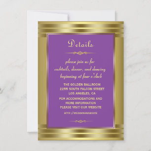 Invitation Royal Purple and Gold Baby Mariage Détails