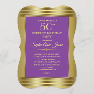 Invitation Royal Purple and Gold Birthday Party