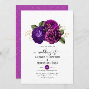 Invitation Royal Purple et Gold FlorMariage