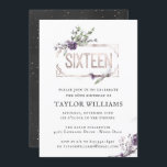 Invitation Royal Purple | Floral Orné Frame à huile Anniversa<br><div class="desc">Une simple mais belle aquarelle Invitation. Peut être utilisé pour un Sweet sixteen, debutante, Quinceanera ou Cotillion. Cette Vintage Invitation d'Anniversaire Inspiré, en Fil Charbon et Royal Purple Faux est l'invitation parfait pour donner le ton à une fête extraordinaire! Ajoutez votre libellé personnalisé à cette conception à l'aide des cases...</div>