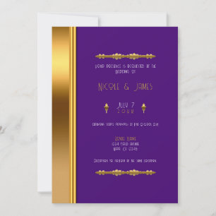 Invitation Royal Purple Gold Elegant Mariage Glam