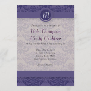 Invitation Royal Purple Mariage damassé