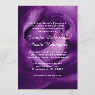 Invitation Royal Purple Rose Mariage V12