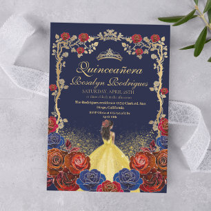 Invitation Royal Quinceanera Beauté & et meilleur bleu marine