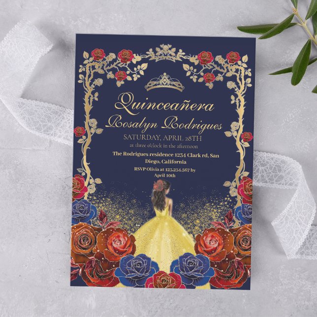 Invitation Royal Quinceanera Beauté & et meilleur bleu marine (Créateur téléchargé)