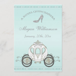 Invitation Royal Quinceañera Princess Coach & Sparkle Heels