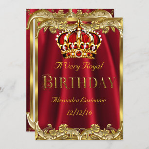 Invitation Royal Red fête d'anniversaire Gold Crown Invitatio
