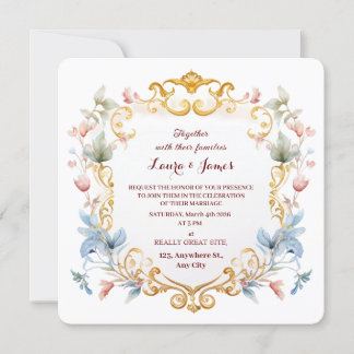 Invitation Royal Regal Gold Elegant Floral Flourish Wedding