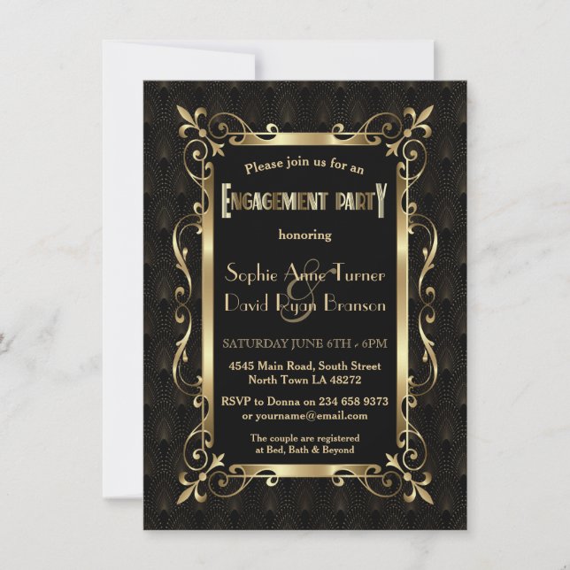 Invitation Royal Roaring 20s Gold Art Déco (Devant)