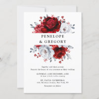 Royal Rouge Blanc argent métal Mariage floral