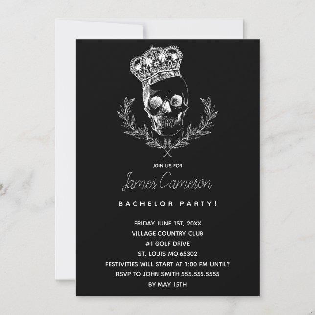 Invitation Royal Skull Bachelor Party (Devant)
