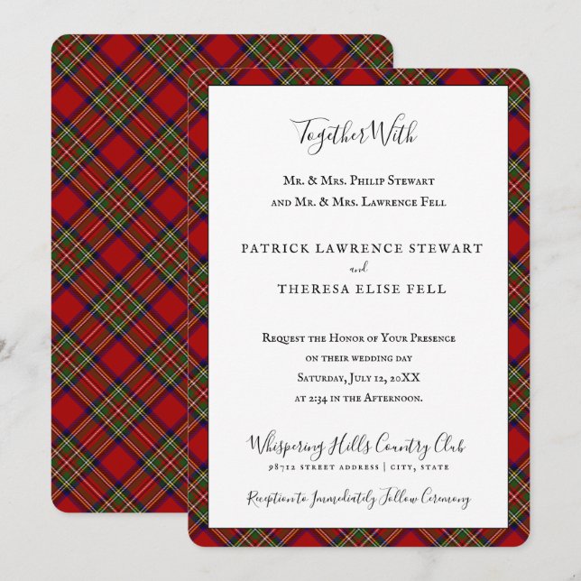 Invitation Royal Stewart Clan Tartan Scottish Plaid (Devant / Derrière)